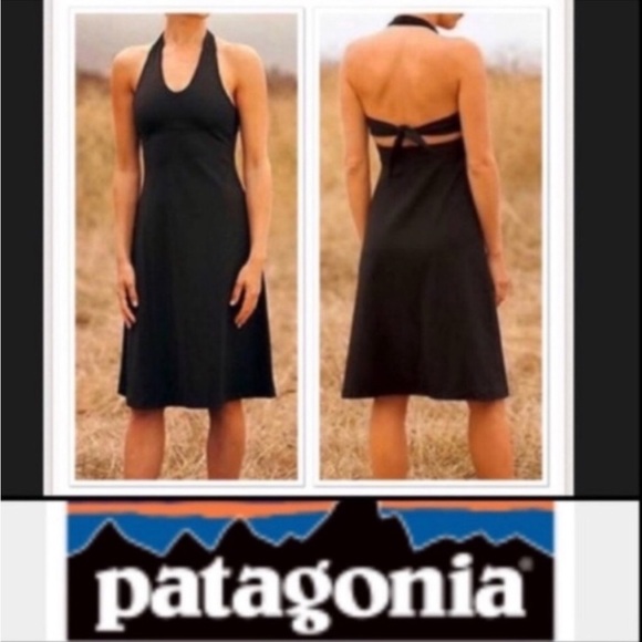 Patagonia Morning Glory Black Halter Dress with neck and back ties. - Picture 4 of 12
